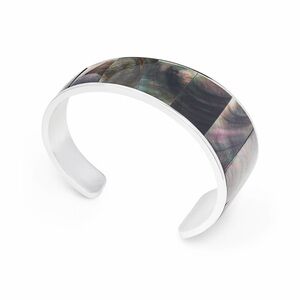 Kendra Scott Tenley Bright Silver Shell Cuff Bracelet in Black Mother-of-Pearl
